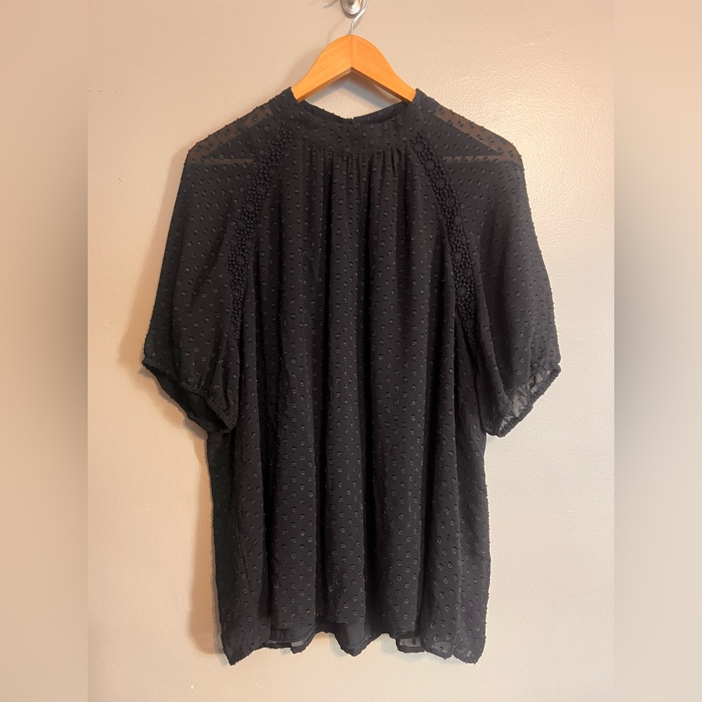 DR2 Black Textured Women's Blouse